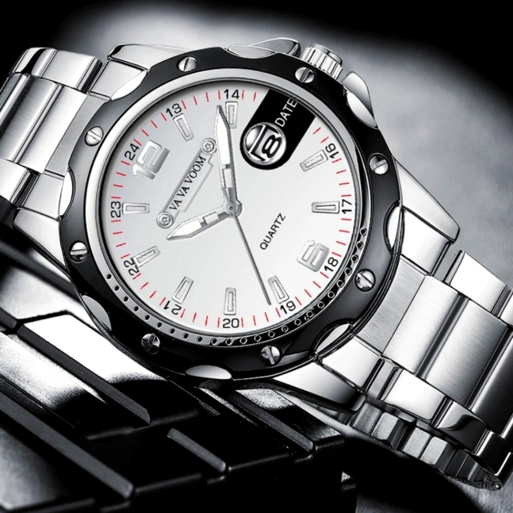 Mens Classic Business Stainless Steel Watch Quartz movement Luminous Waterproof